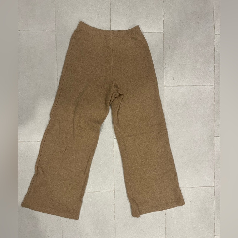 LESET size Large tan/beige wide leg wool sweatpants
